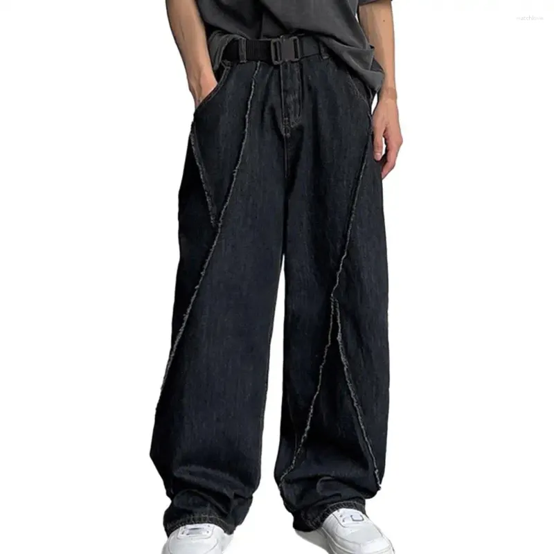 Pantalons pour hommes Pantalons pour hommes Hop unisexe jambe large streetwear avec poches entrejambe coupe ample douce pour bouton fermeture éclair