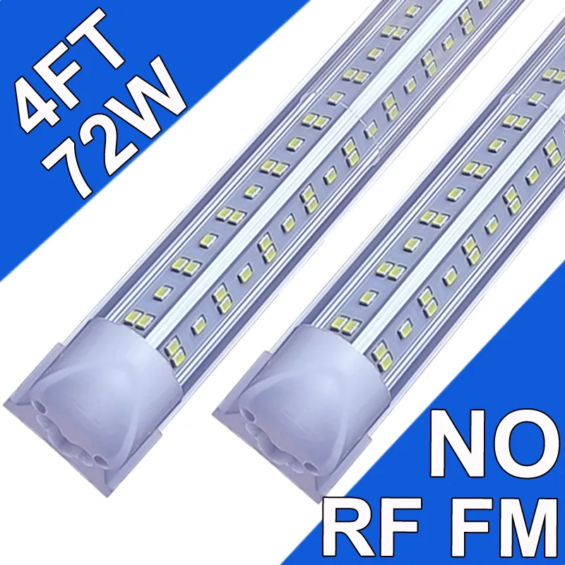 NO-RF RM 4ft LED-butiksljus fixtur, 4 fot 72W 48 'Garage Light 4' 'T8 Integrerat LED-rör, länkbara LED-glödlampor, Plug and Play Schools Surface Mount USA Usastock