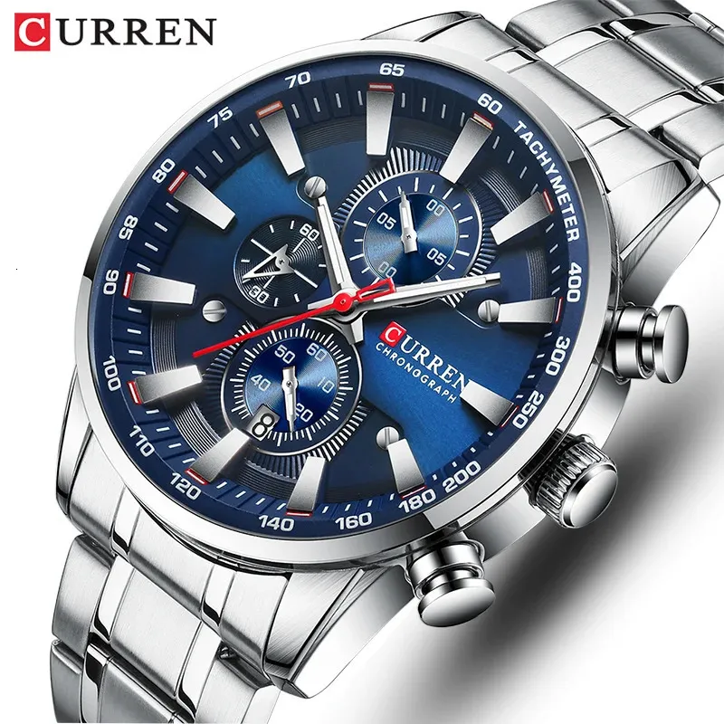 Часы для мужчин, лучший люксовый бренд CURREN, кварцевые мужские часы, спортивные водонепроницаемые наручные часы, хронограф, дата, Relogio Masculino 240124