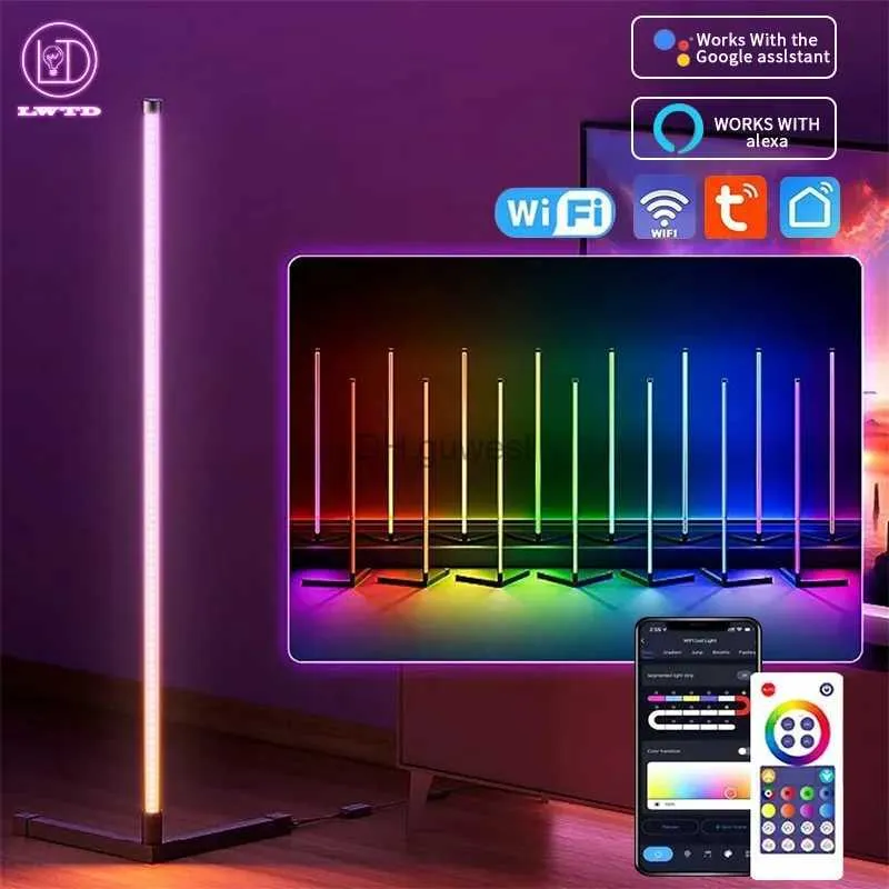 LED 네온 사인 RGBIC FLOOR LIGHT TUYA ALICE ALICE ALICE WIFI BLUETOOTH APP 제어 침실 침대 옆 장식 턴 코너 분위기 램프 YQ240126