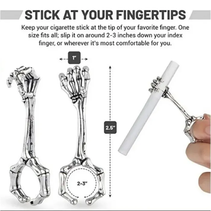 ハンドボーン喫煙パイプタバコスモークショップホルダー4スタイルリング厚いクリップスケルトンパターンジョイント薬指アクセサリーメタルパイプ