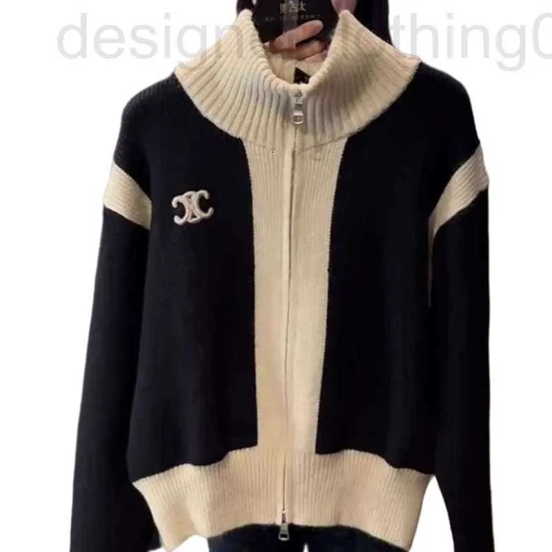 صناديق الصوفية مصممة CLNE الموضة عالية الجودة التطريز مطابقة Cardigan Cardigan الخريف والشتاء الجديد جديد الأكمام طويلة السوستة معطف أعلى 5i4w