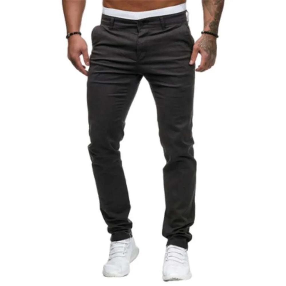 Printemps et automne nouveaux pantalons décontractés confortable Style européen et américain coupe ajustée hommes mode couleur unie pantalons