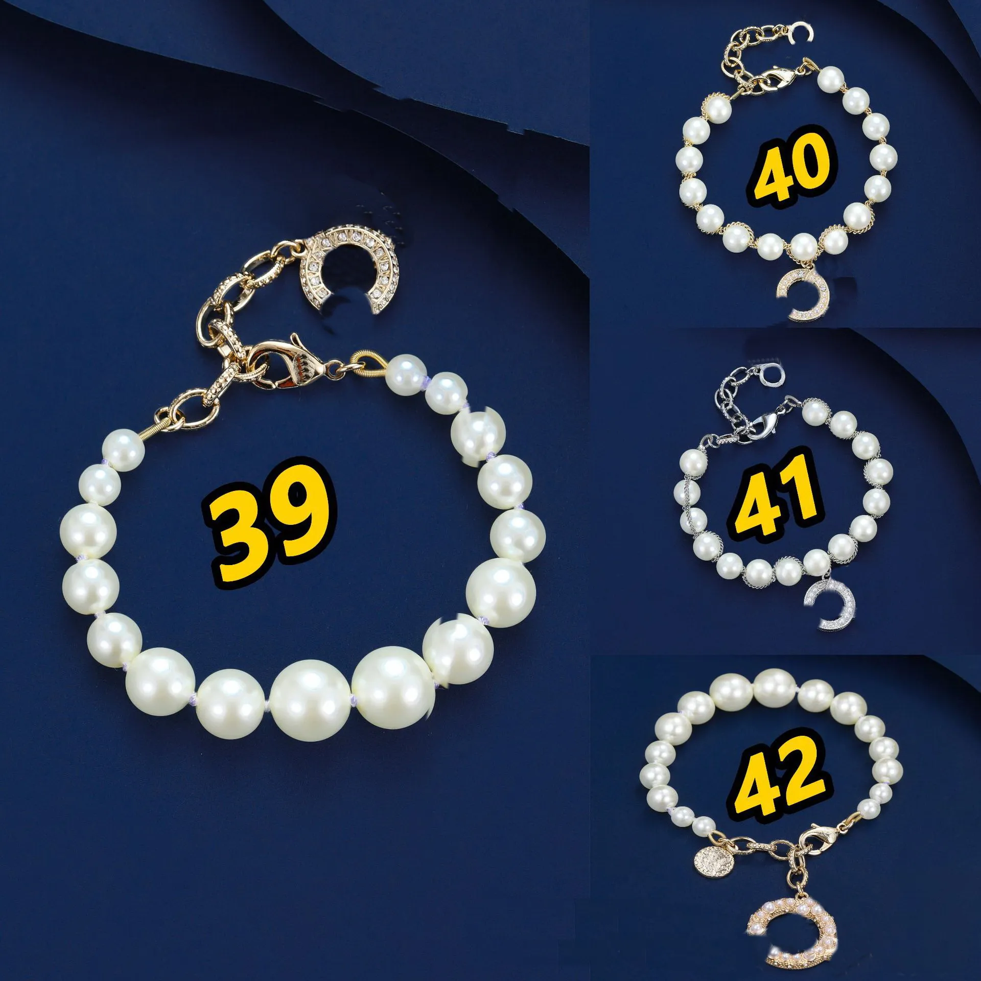 Bracelets avec lettres de perles incrustées de diamants, nouveau design, bijoux à la mode, cadeau de fête, avec boîte originale + sac cadeau