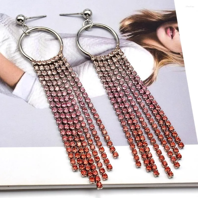 Dangle Earrings Korean Fashion Long Crystal For Women Elegant Tassel Earring Party Jewelry Valentines Day Gift