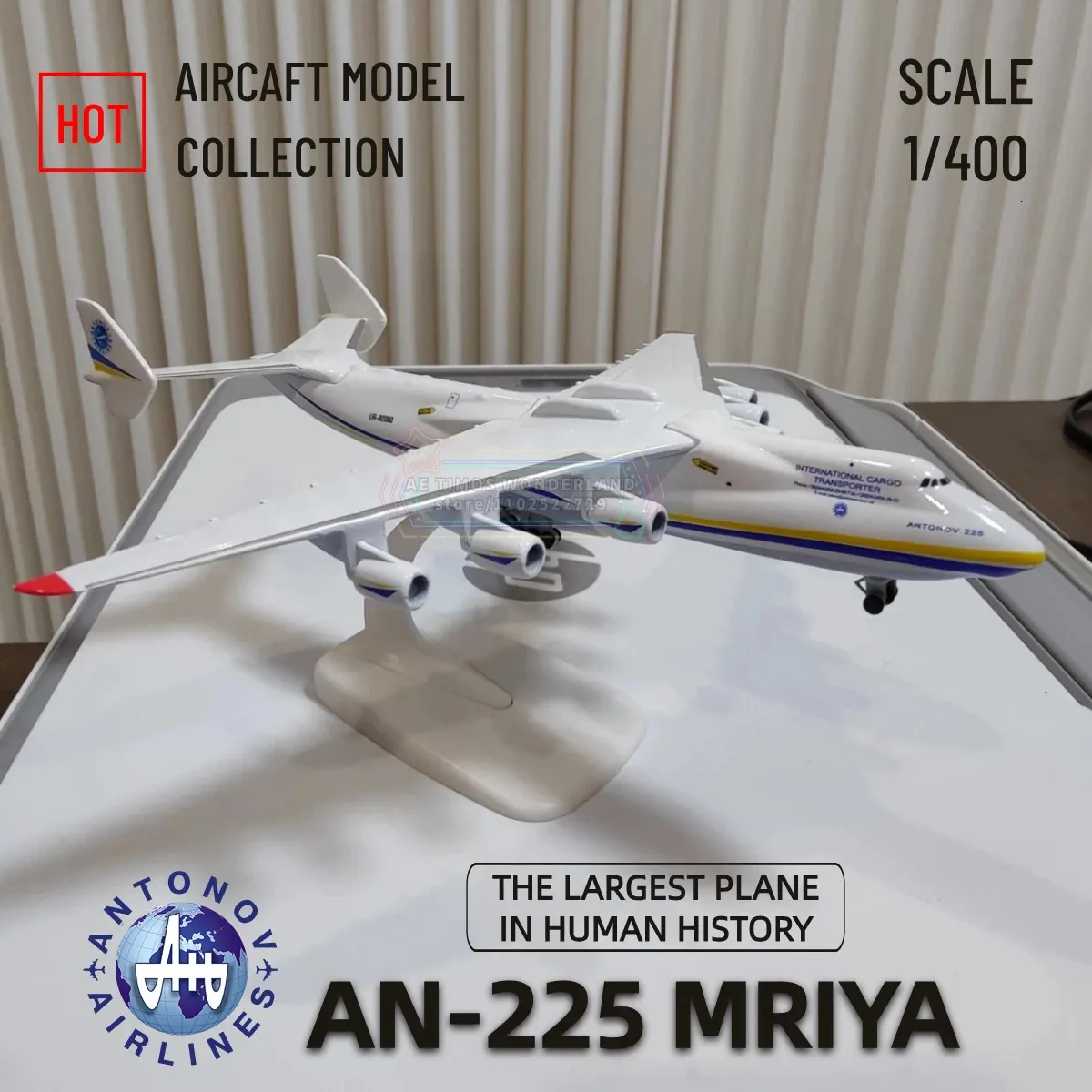 Oekraïne Antonov AN225 Mriya Replica Schaal 1 400 Hercules Vliegtuigen Model Luchtvaart Vliegtuig Metaal Miniatuur Kid Boy Kerstcadeau Speelgoed 240118