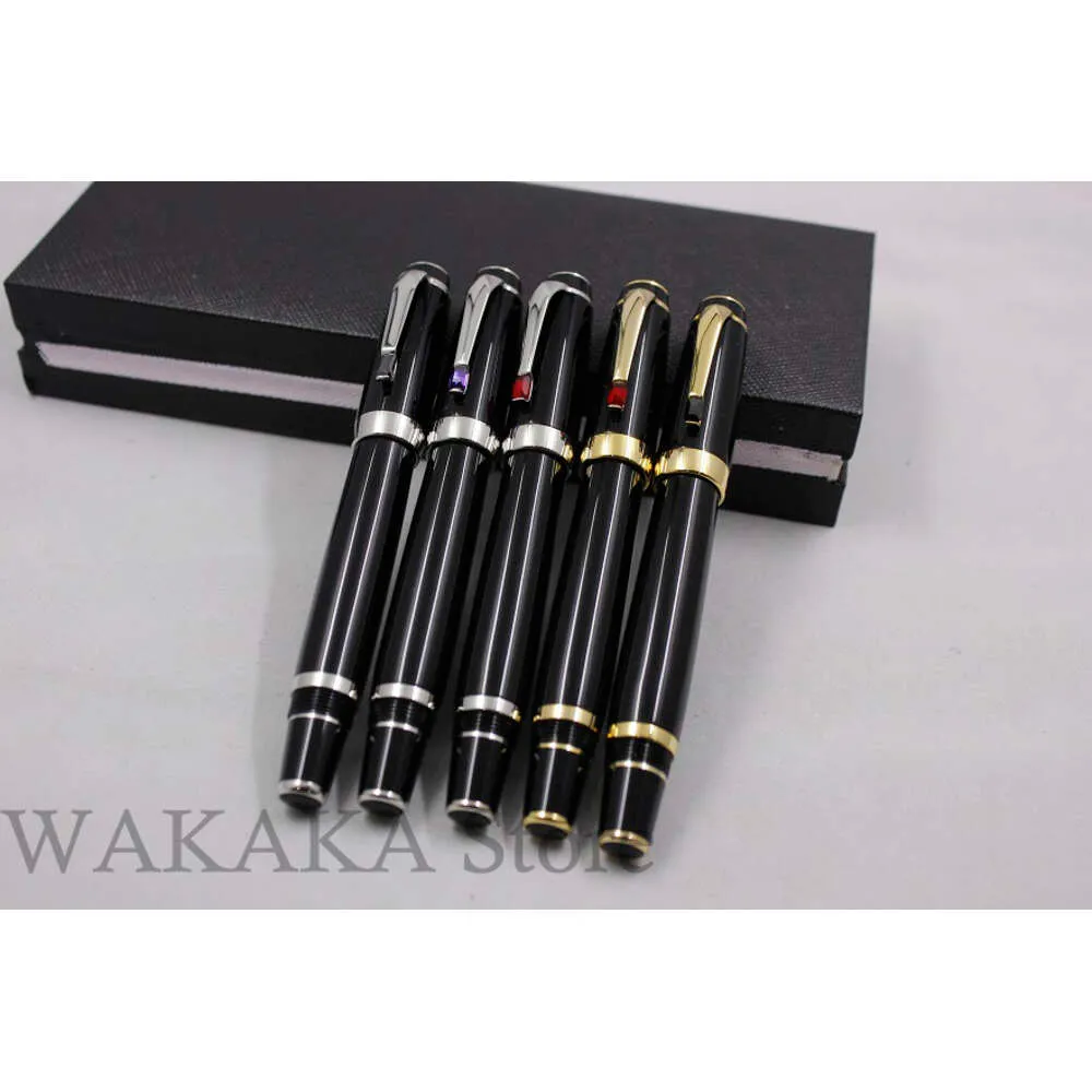 wholesale Promotion monte- Luxury Bohemies Black Resin Rollerball Pen Classic 4810 Nib Writing Fountain Pen School Office Supplies With Gem And Serial Number