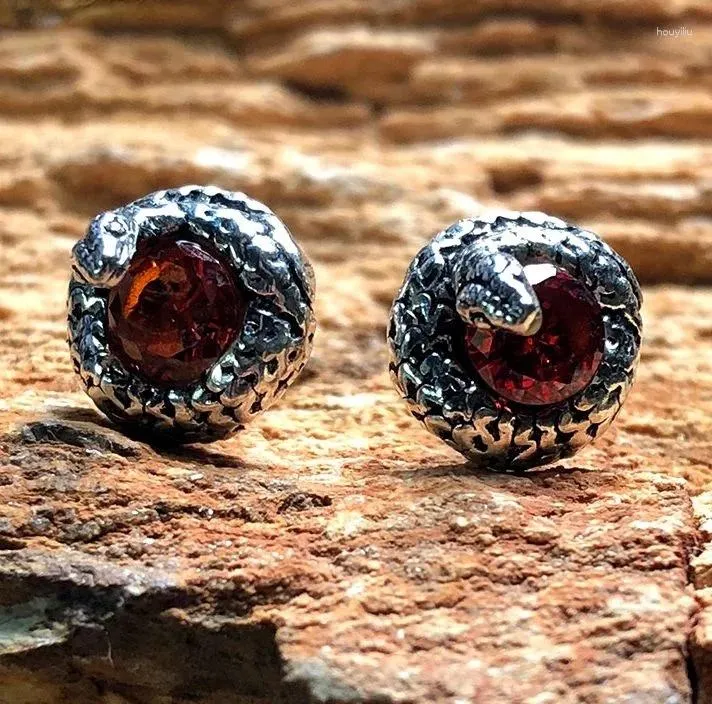 Ohrstecker Vintage Silber Farbe Schwarz/Rot Zirkon Schlange Punk Hip Hop Tier Ohrschmuck Für Männer Und Frauen Party