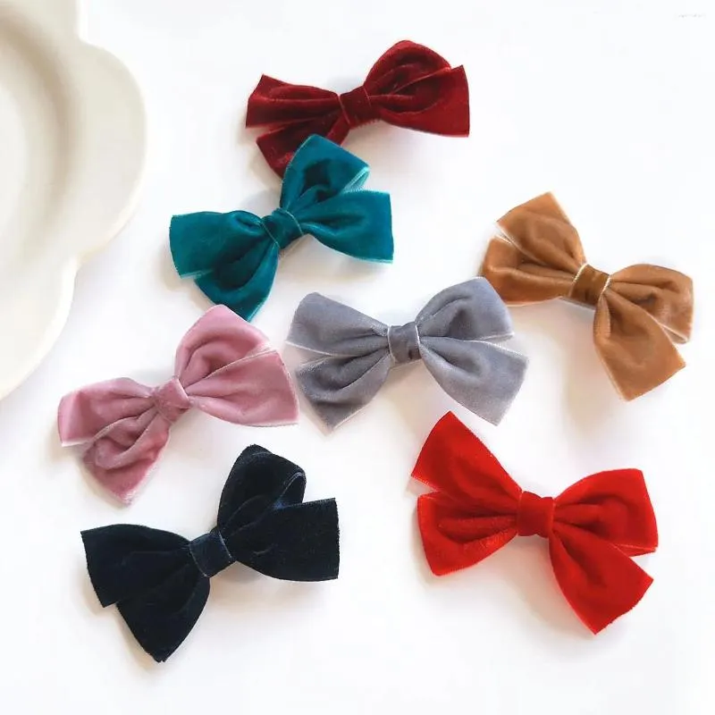 Hårtillbehör av high-end sammet Bow Clip for Girls Sweet Princess Hairpins