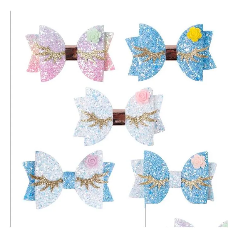 Hair Accessories Baby Girls Sequin Hair Clip Sweet Glitter Gold Angel Wings Flower Princess Barrettes Children Fashion Butterfly Acces Dh7Lt