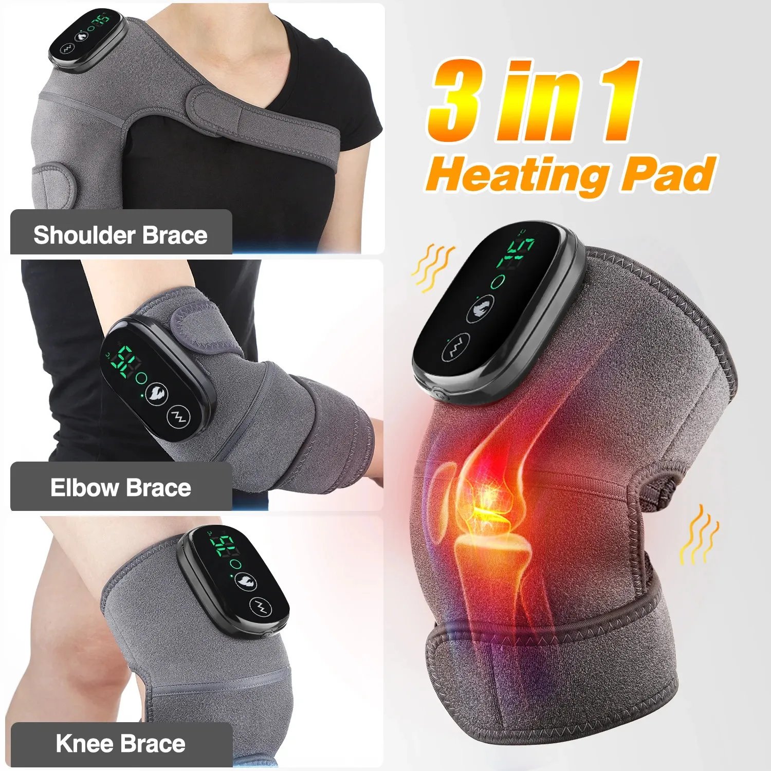 Elektrisk uppvärmningsterapi Knävibration Massager Ben Joint Fysioterapi Elbåge Varm wrap Artrit Smärtlindring Pad Massage 240122