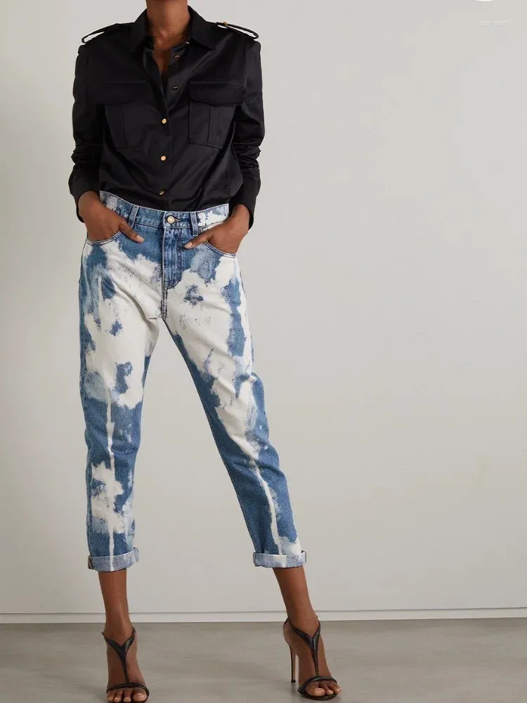 Kadın Pantolon 2024 Bayanlar Jeans Trend Pamuklu Baskılı Sıska Yüksek Bel Kadın Pantolon Y2K Giyim Moda Kalitesi Sütyen