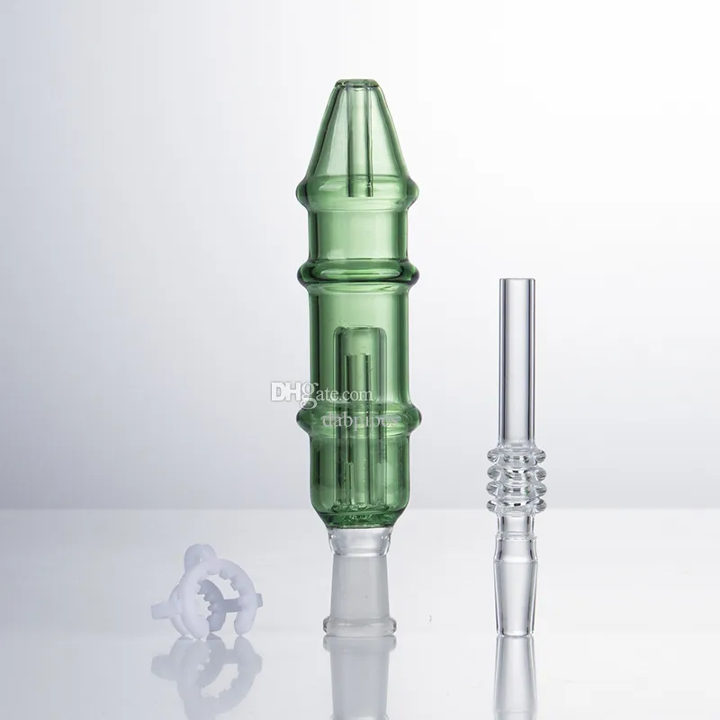 Dabpipes NC012ガラスウォーターボン喫煙パイプ10mm 14mmチタンクォーツセラミックネイルクォーツバンガーネイルクリップブルーグリーンクリアタワースタイルダブリグバブラーパイプ