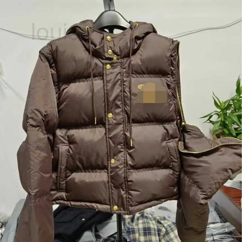 Women's Down Parkas Designer Brand 2023 Winter CE Home Double Wear Thedened90 Coat Brown Sleeves Detachable Vest OE5x