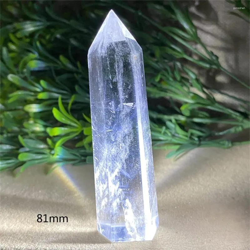 Figuras decorativas CRISTAL Natural transparente Torre de cuarzo Punto de plumas azules Decoración de piedra de piedra Reiki Curación de belleza de alta calidad