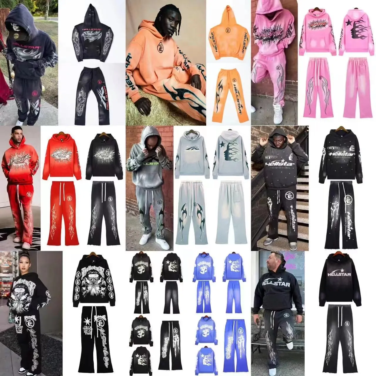 Hellstar hommes sweats à capuche pull à capuche à manches longues à capuche décontracté Jooger survêtement S-XL