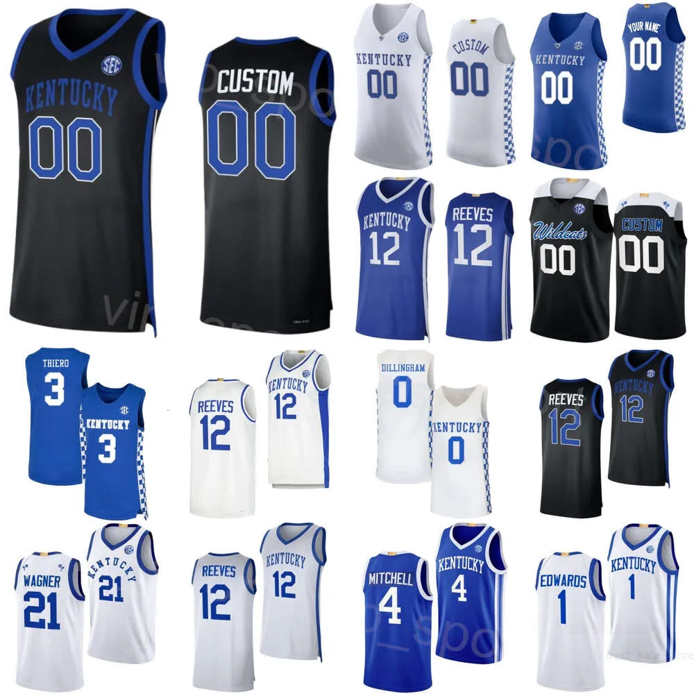 Kentucky Wildcats Basketball College 3 Adou Thiero Jerseys University 1 Justin Edwards 21 DJ Wagner 12 Antonio Reeves 0 Rob Dillingham Tre Mitchell Mans Youth Woman