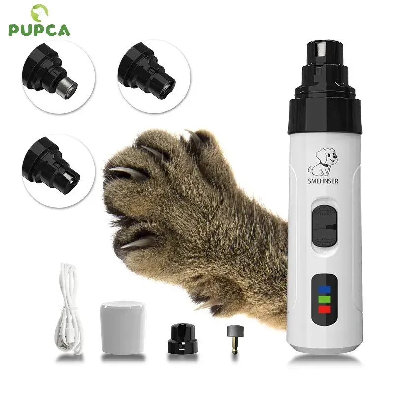 Leveranser Pupca Electric Dog Nail Clippers för Dog Nail Grinders laddningsbara USB -laddning PET TILL CAT PAWS NAIL GOOMING Trimmer Tools Tools