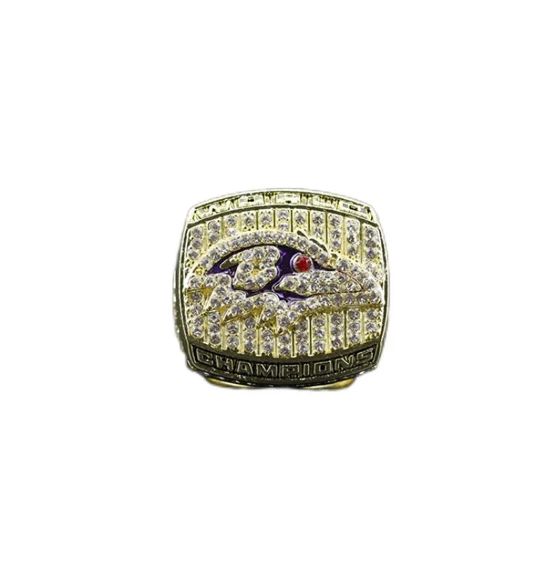 Pd38 Cluster Rings 2000 Baltimore Crow Championnat Anneau avec Boîte En Bois Hommes Sport Fan Souvenir Cadeau En Gros