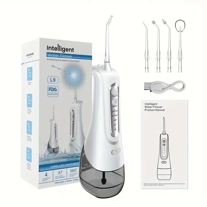 1PC Idropulsori elettrici per denti, irrigatore orale sbiancante con ugelli a getto, kit spazzolino per sbiancamento impermeabile