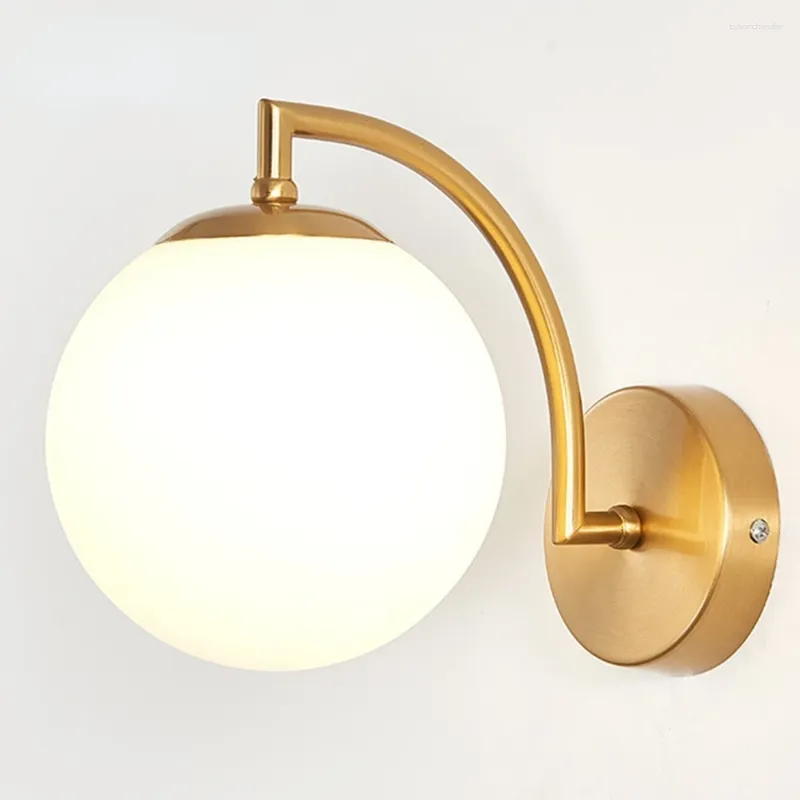 Lâmpadas de parede Black Sconce Modern Globe Light Sconces Branco Luzes de vidro sem fio luminária para quarto