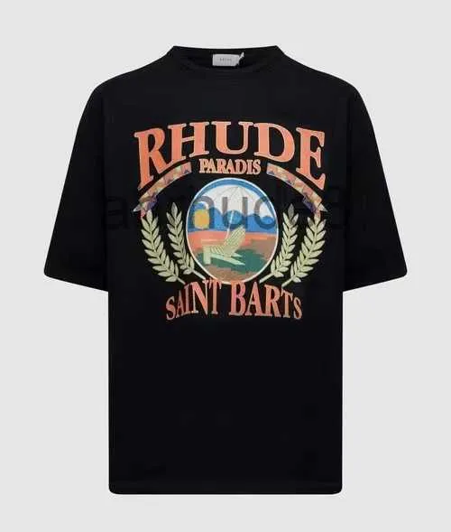 Designer Fashion Clothing Tees Tshirts Rhude Summer Vacation Beach Short Sleeve T-shirt Black Loose Half Cotton Trend Streetwear Hip Hop 2OLX