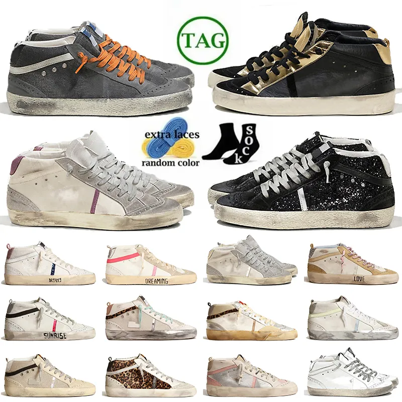 2024 Lage Top OG Mid Star Suède Glitter Gouden Studs Roze Zebra Designer Schoenen Zilver Vintage Italië Merk Handgemaakte Platform Platte Bal Sneakers Luxe Trainers