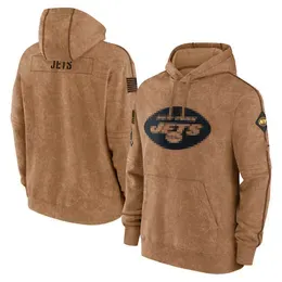 ''Jets''Men Women Youth 2023 Salute To Service Club Pullover Football Hoodie Brown