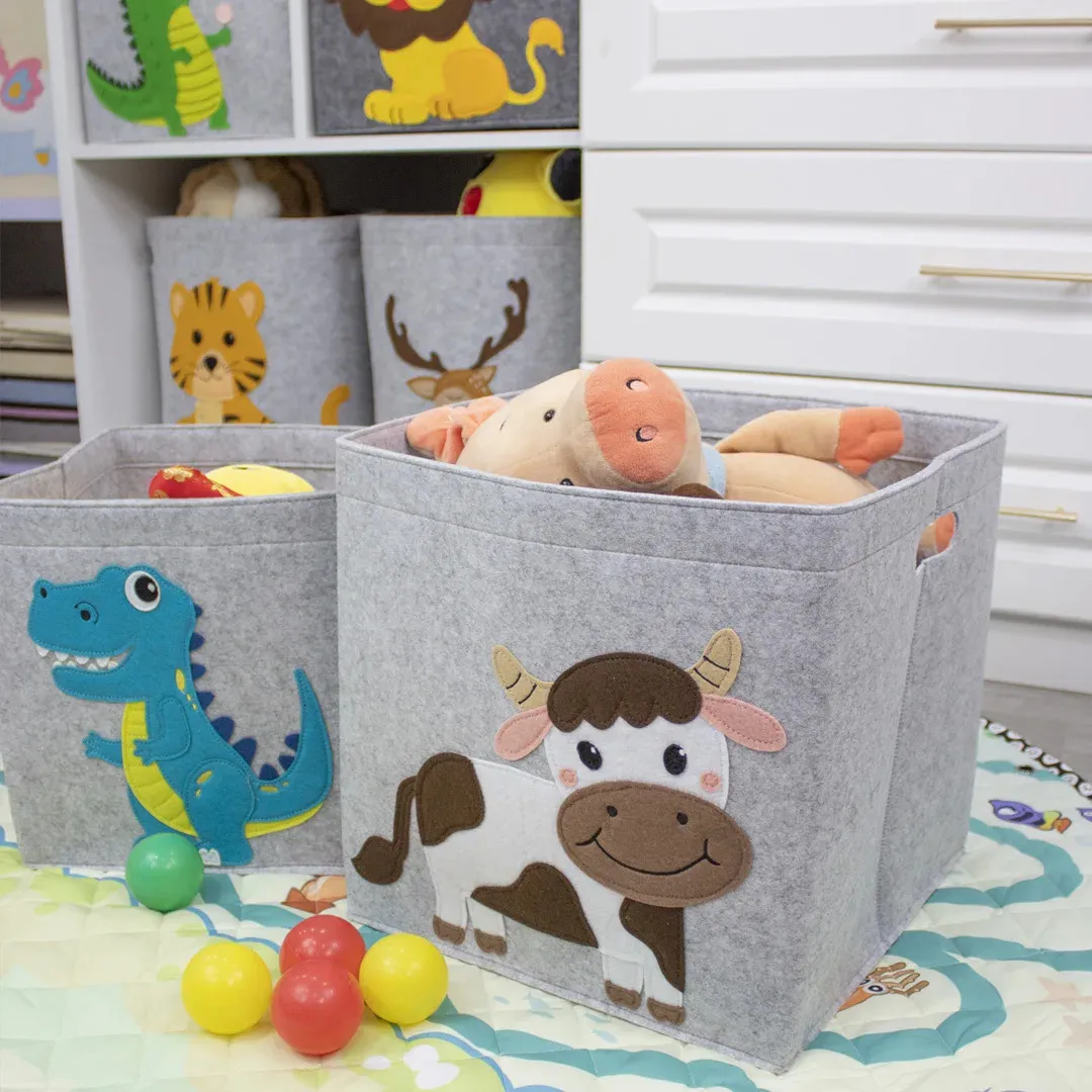 2024 CUBE Folding Thicked Felt Tyg Storage Box For Cartoon Toys Organizer Home Tvättkorg Kläderlagringskorg 240125