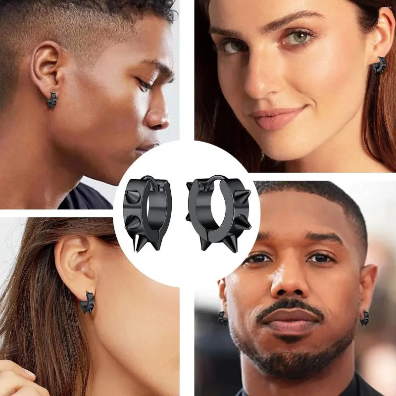Unisex Stainless Steel Hoop Earrings Punk Hip Hop Asymmetrical