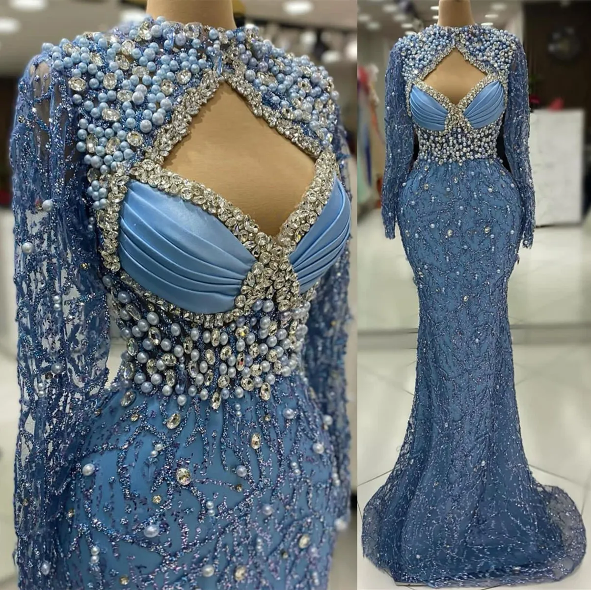 2019 Light Blue Mermaid Satin Prom Dress, Custom Design Long Prom Dress 2019 Light Blue Mermaid Satin Prom Dress, Custom Design Long Prom Dress