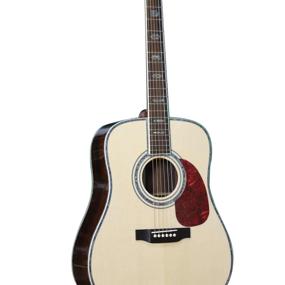 D-typ 45 akustisk gitarr, gran mötte fast trä, sida baksida