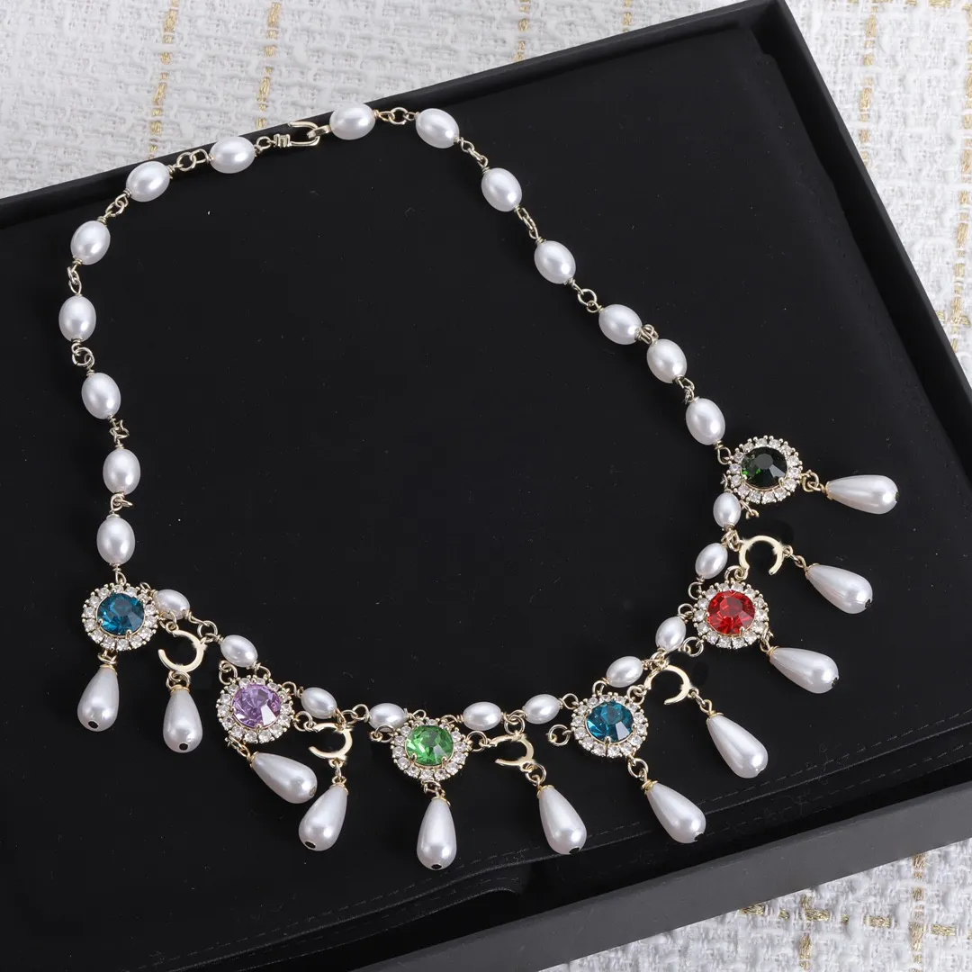 Nowe diamentowe modne naszyjniki Perl Pearl Chokers List Naszyjniki dla kobiety Chokers Naszyjnik Naszyjnik Naszyjnik