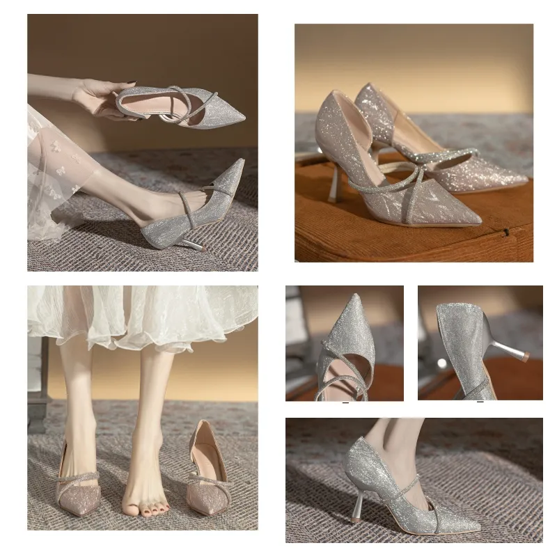 Klänningsskor Elegant Summer Triangle Sandals Shoes For Women Slingback Luxury Footwear Women High Heels Party Wedding