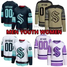 Custom men women youth kids ''Kraken''7 Eberle 31 Philipp Grubauer 13 Brandon Tanev 37 Yanni Gourde 10 Matty Beniers 22 Bjorkstrand 3 Will Borgen