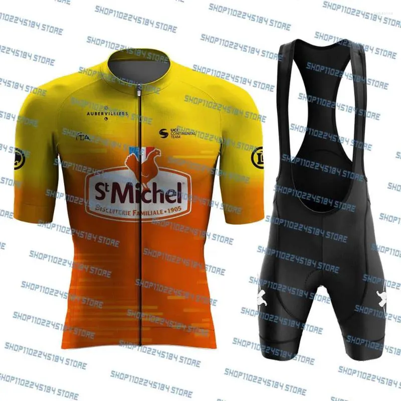 مجموعات السباقات 2024 St Michel Cycling Jersey Bib short set expenso Road Bike Licking Dress Suit Suit Suit Bicycle Shirt