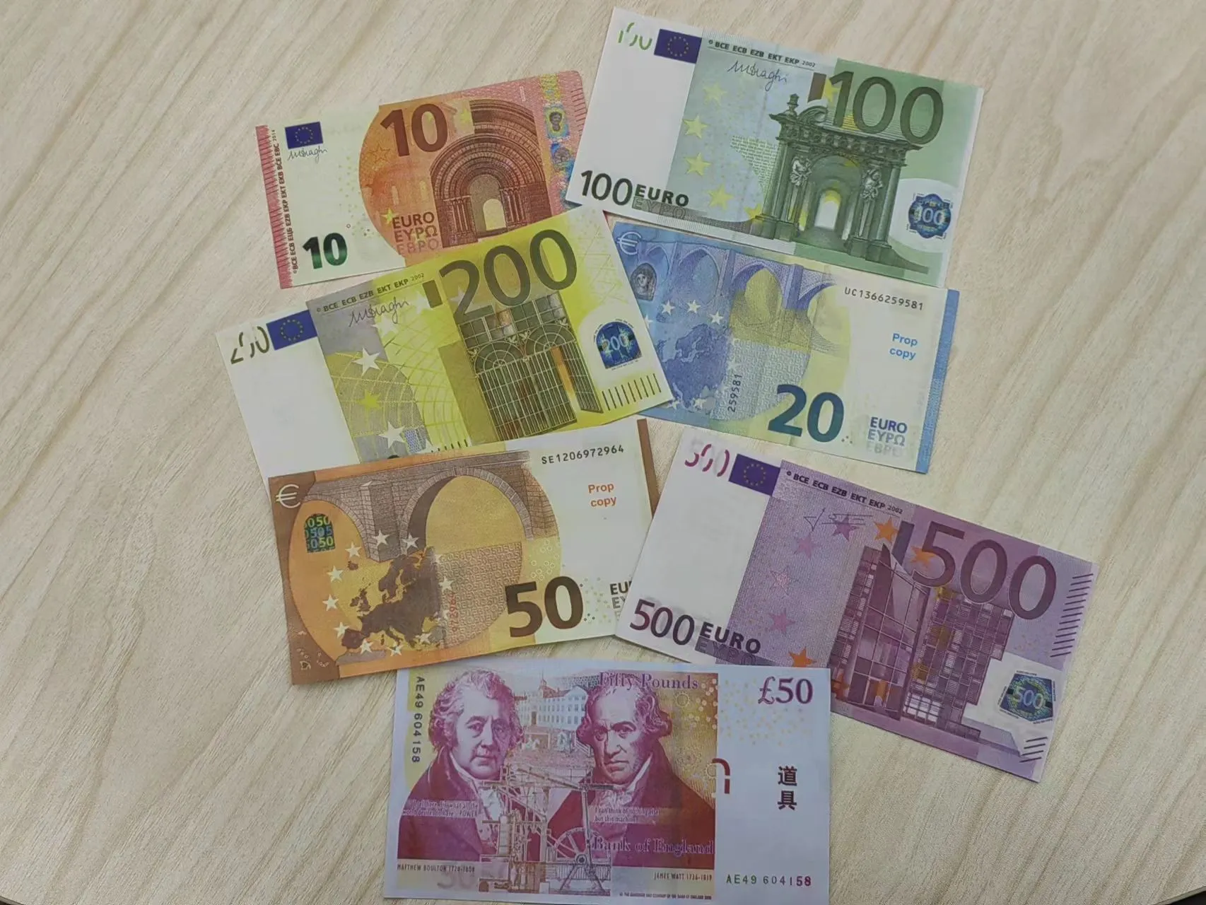 Kopiuj pieniądze rzeczywistą walutę symulacyjną 1: 2, HD Dollar, Euro Notes DPFBH