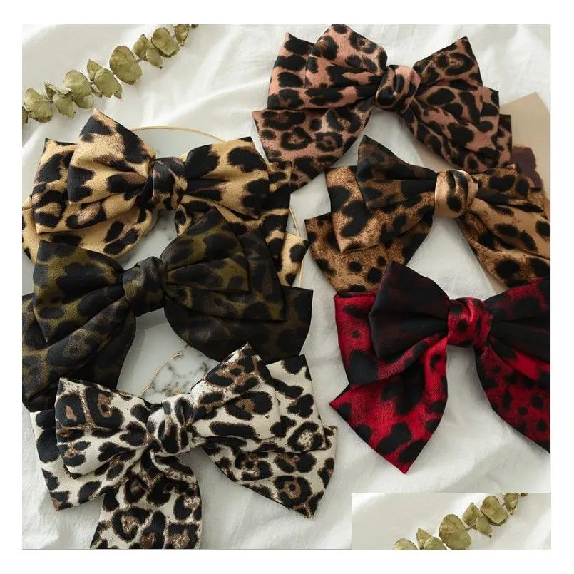 Accessori per capelli Moda Ragazze Archi Forcine per capelli Leopardo coreano Tre strati Clip per bambini Barrette con lacci per le donne Accessori Drop Delive Dhhec