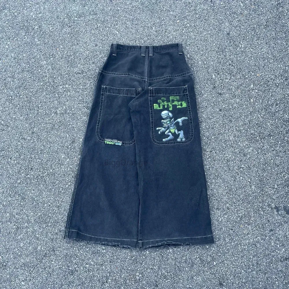 Y2k kot sokak kıyafeti büyük cep büyük boy pantolon hip hop mektubu grafik baggy jeans erkekler kadınlar harajuku yüksek bel geniş pantolon 240124