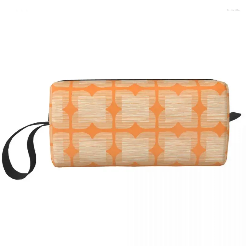 Cosmetic Bags Orla Kiely Flower Tile Orange Bag Women Large Capacity Makeup Case Beauty Storage Toiletry Dopp Kit Box Gifts