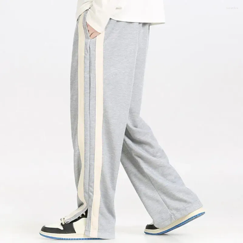 Pantalons pour hommes Hommes Pantalons de survêtement confortable rayé jambe large jogging avec cordon de serrage taille élastique profonde pour quatre