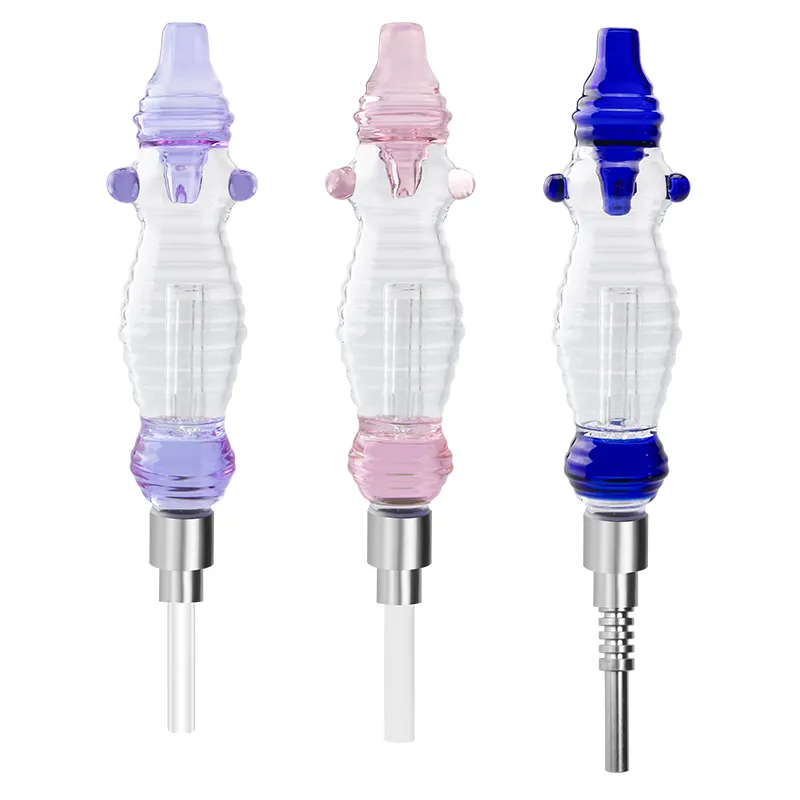 CSYC NC037 Kit per fumatori Tubi per acqua in vetro Gorgogliatori con punta in titanio 510 Pipa per unghie in ceramica al quarzo Dab Rig Mini bong portatili