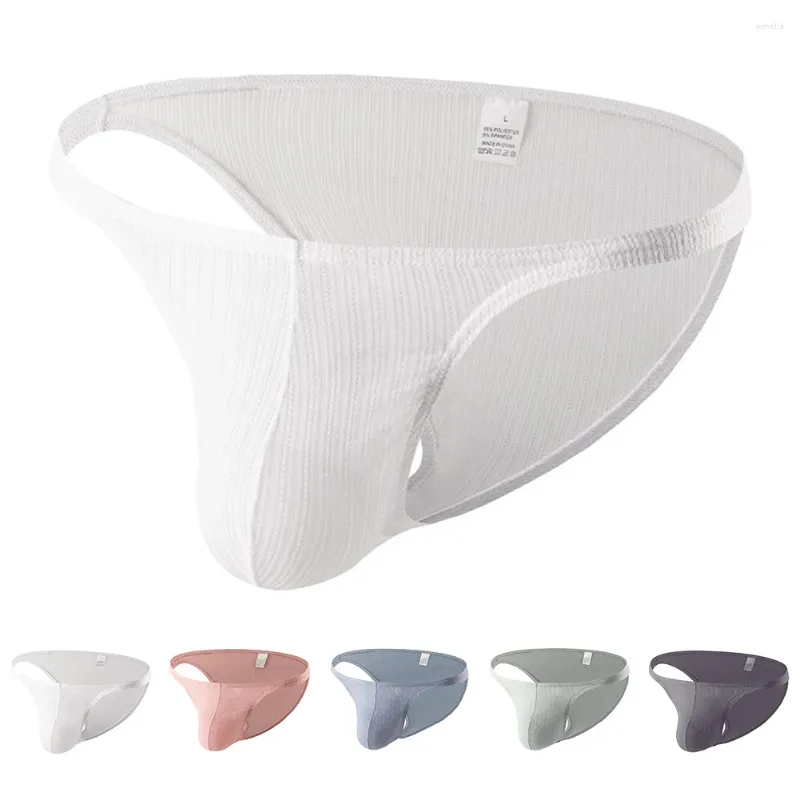 Slips Hommes Sexy U Convex Pouch Slips Taille Basse Culottes Sous-Vêtements Bikini Respirant Humidité-Sous-Vêtements Couleur Unie Lingerie Séduisante