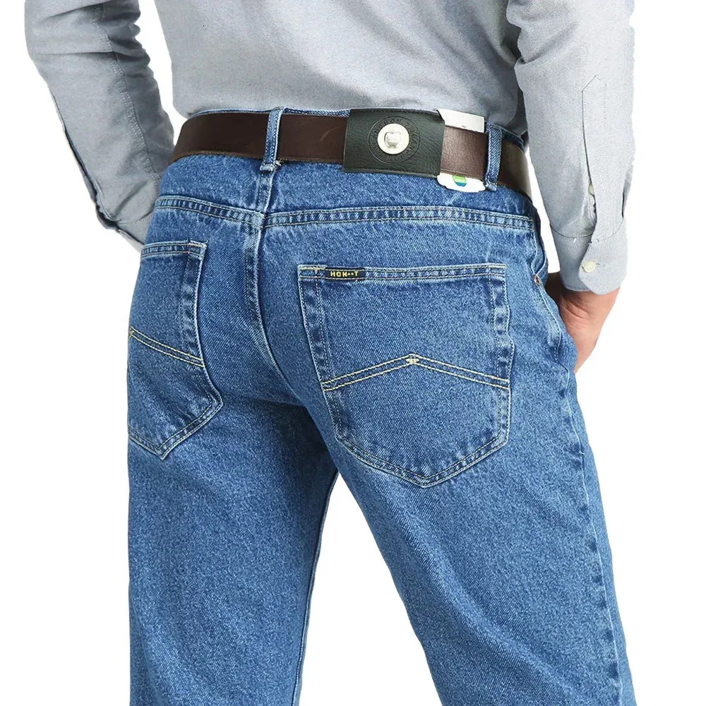 Hommes d'affaires Jeans classique printemps automne mâle coton droit Stretch marque Denim pantalon été salopette Slim Fit pantalon 240124