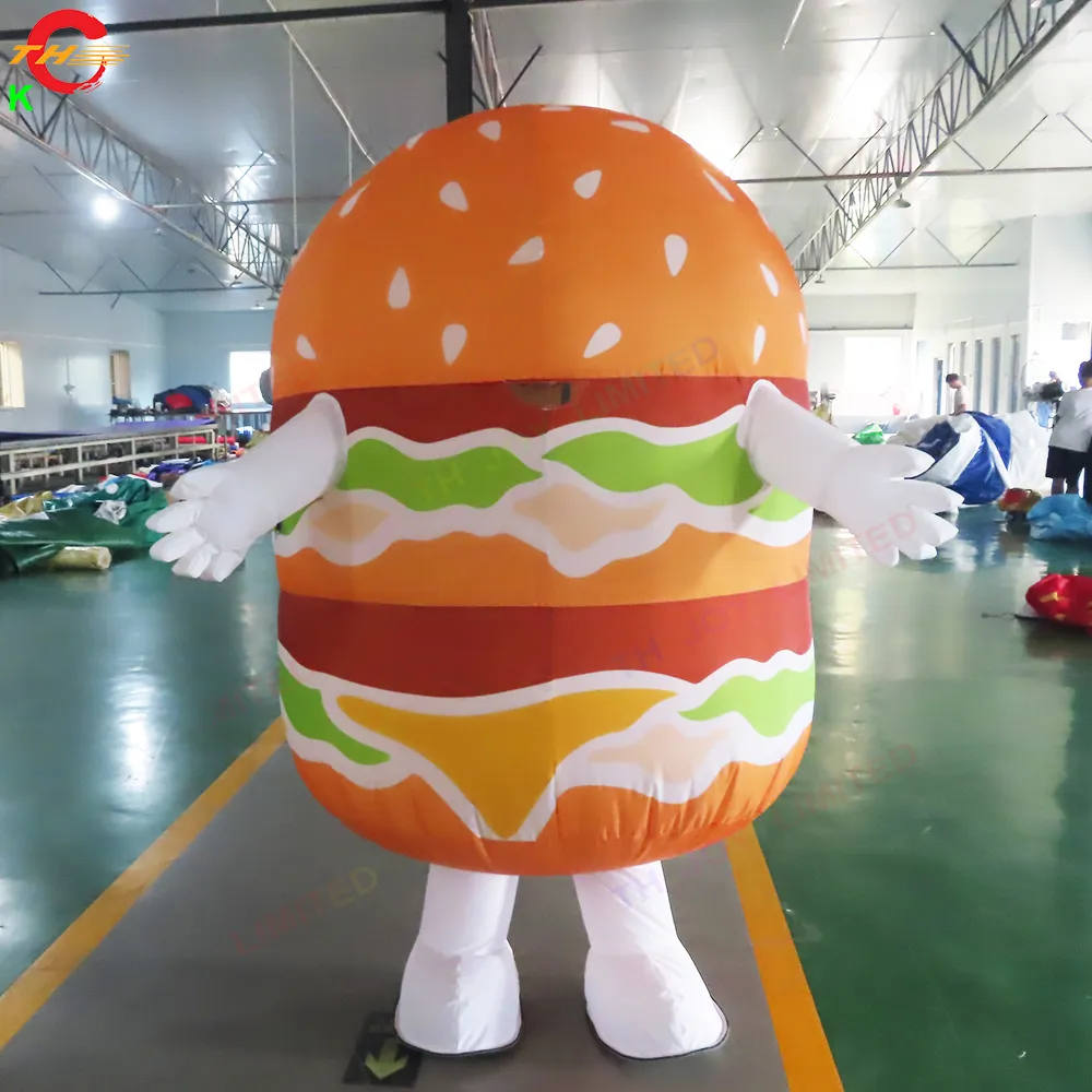 3mh (10 pés) com porta livre de ventilador, navio, atividades ao ar livre, publicidade, modelo de hambúrguer inflável, balão de ar de hambúrguer de fast food para venda