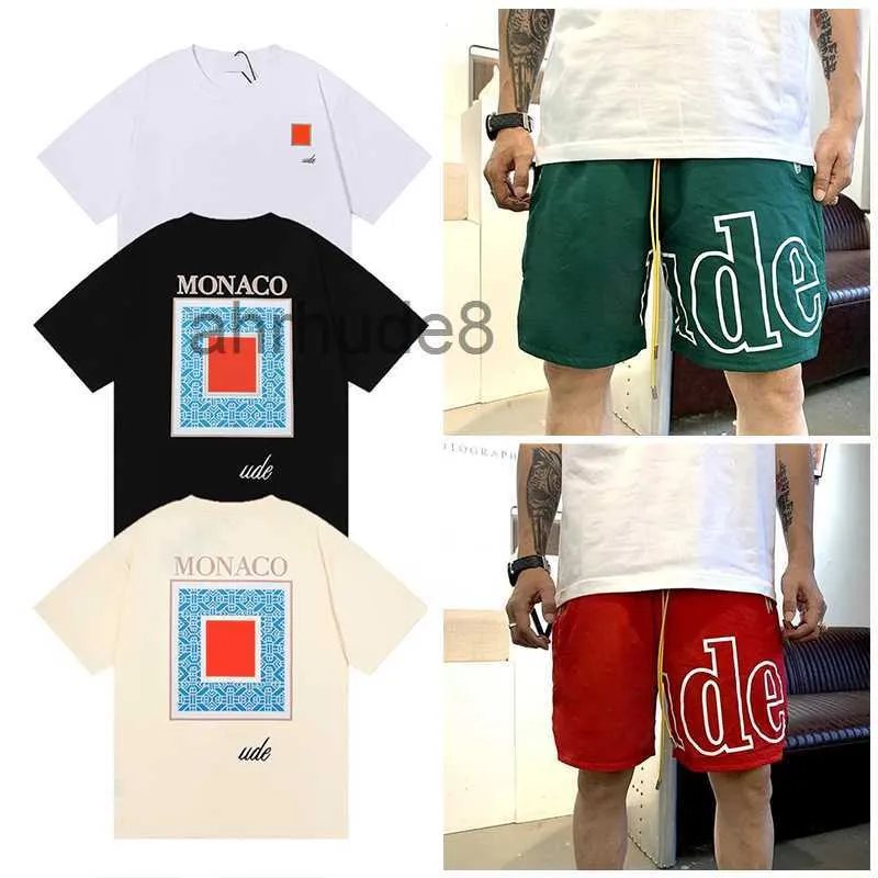 Tasarımcı T Shirt Mens Shorts Kadın Giyim Giyim Grafik Tees Desen Yaz Kısa Kollu Tshirt Hip Hop Mektubu Graffiti Baskı Gevşek Rhude Nedensel Pantolon 9E5C