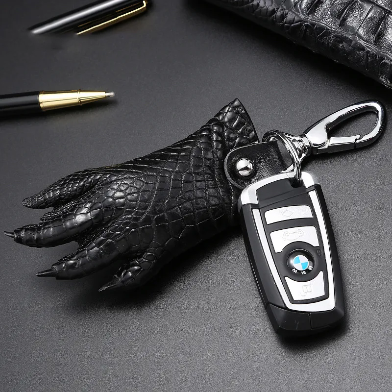 Real Crocodile Leather Paw Keychain Handgjorda bilnyckel Män äkta läderkrokodilklonyckel