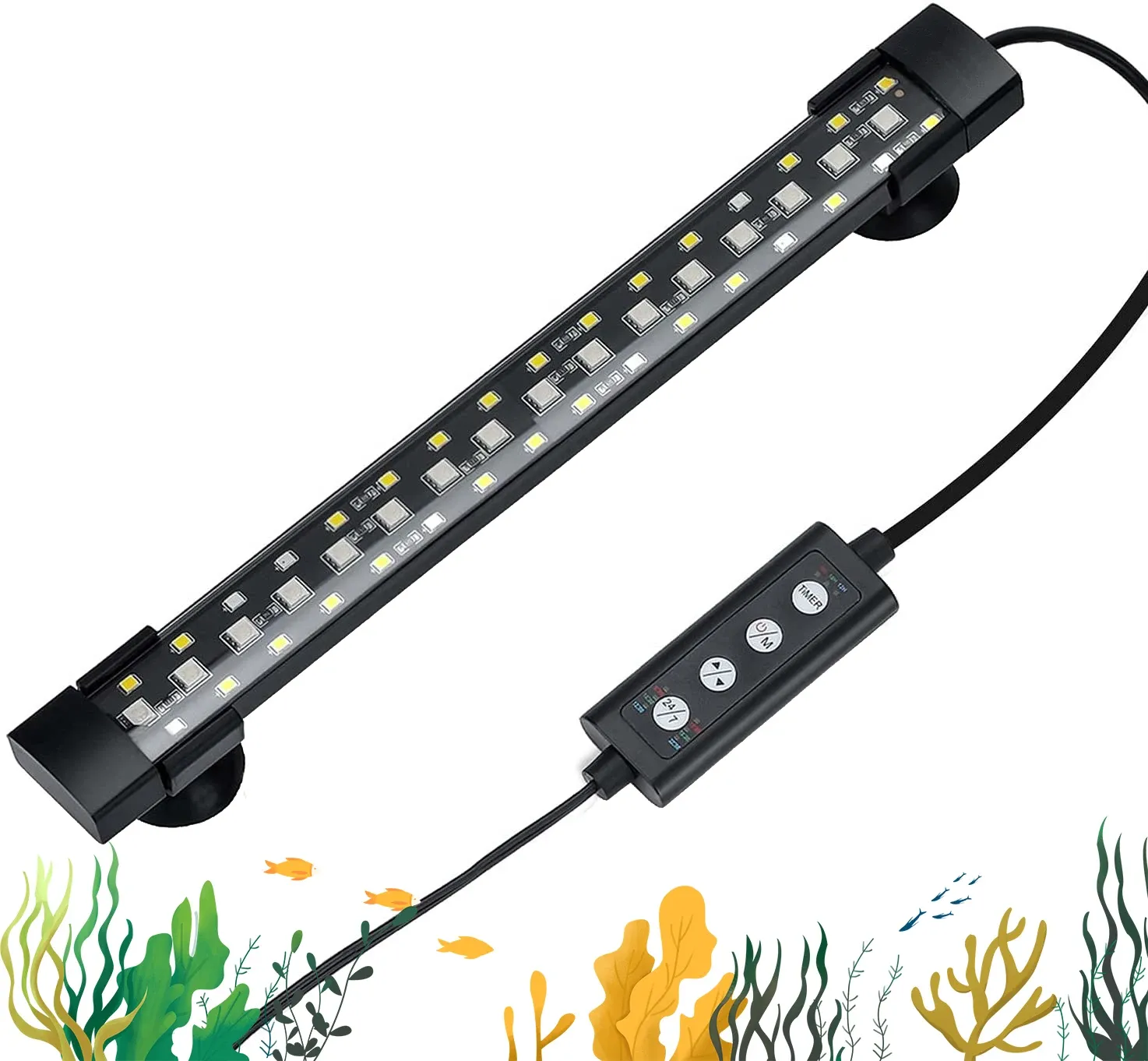 Aquariums aquarium submersible lumière sous-marin lampe à spectre complet gradateur wrgb cultiver la lumière aquarium LED poussent à la pêche à la pêche