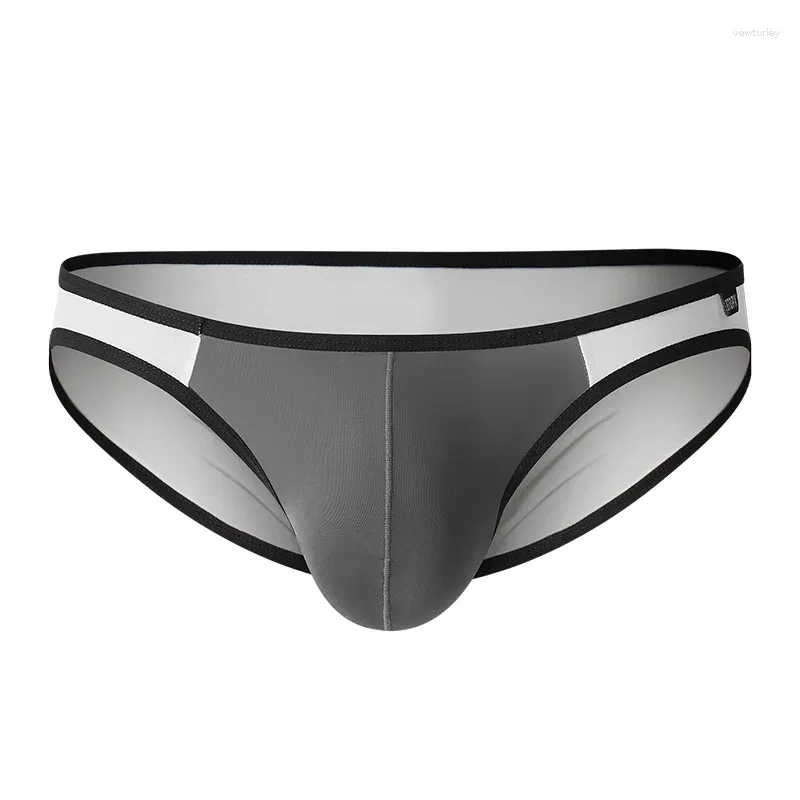 Underpants Men Briefs Thin Ice Silk Breathable Underwear Sexy U Convex String Bikini Low Waist Translucent Jock Strap Gay Tangas Hombre