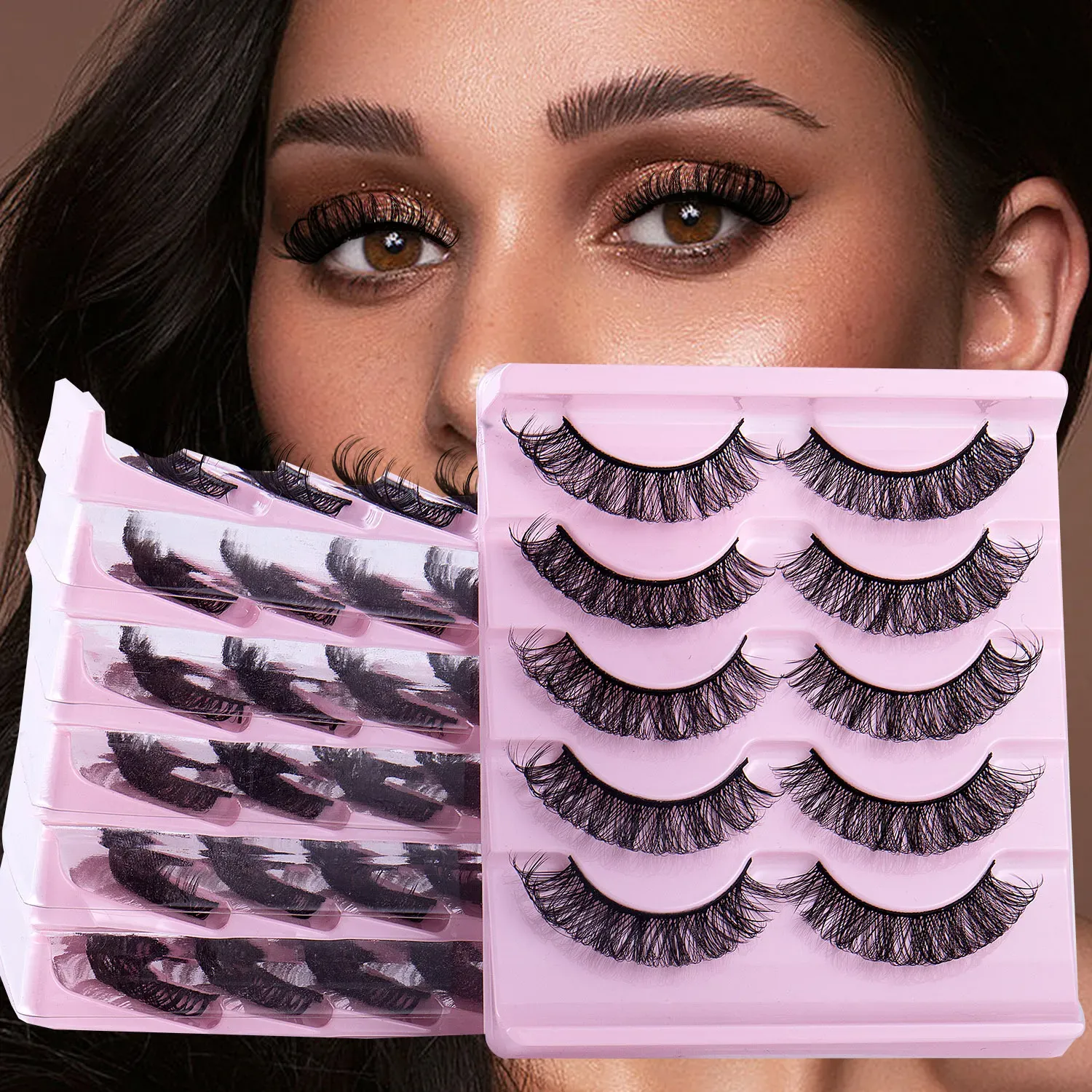 5 Pairs 3D Mink Lashes Natural Eyelashes Dramatic False Eyelashes Russian Strip Lashes Wholesale Eyelash Extension Mink Cilios